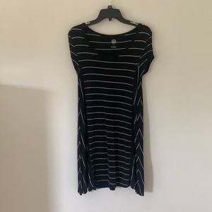 Black T-Shirt Dress with White Stripes